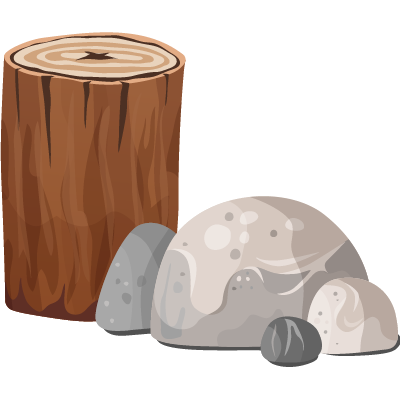 原石(未经加工的石头)及原木(未经加工的木头)