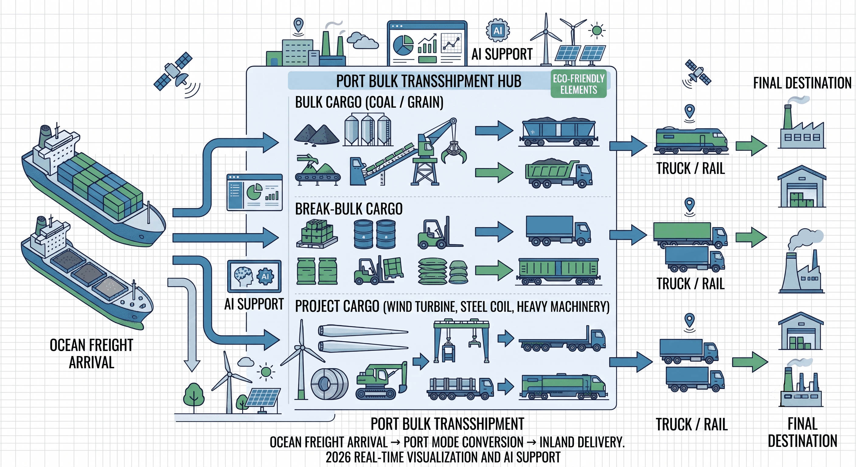 Break-bulk logistics illustration