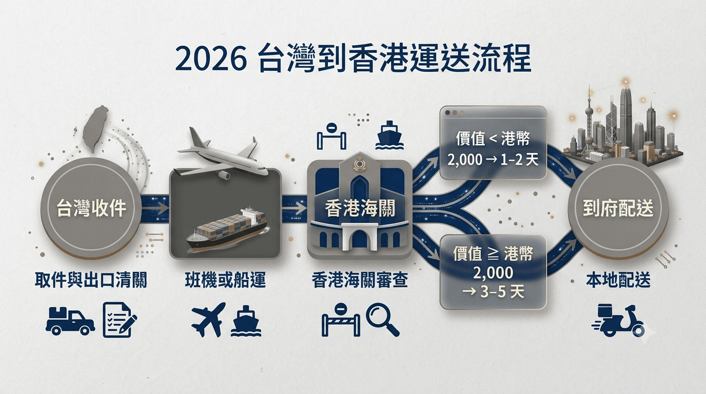 2026 台灣到香港運送與清關時間步驟流程圖