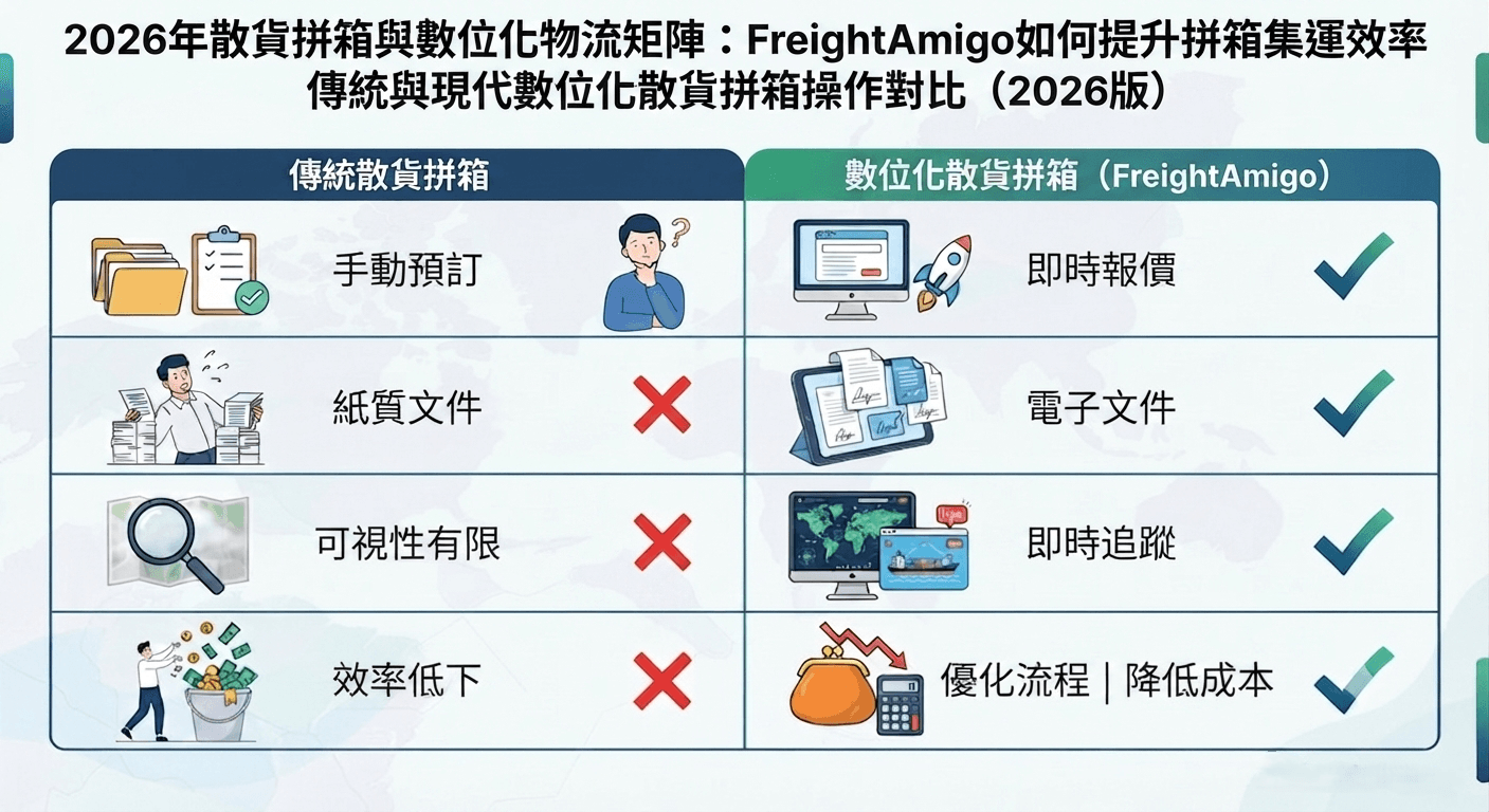 2026年傳統及數碼化拼箱物流比較