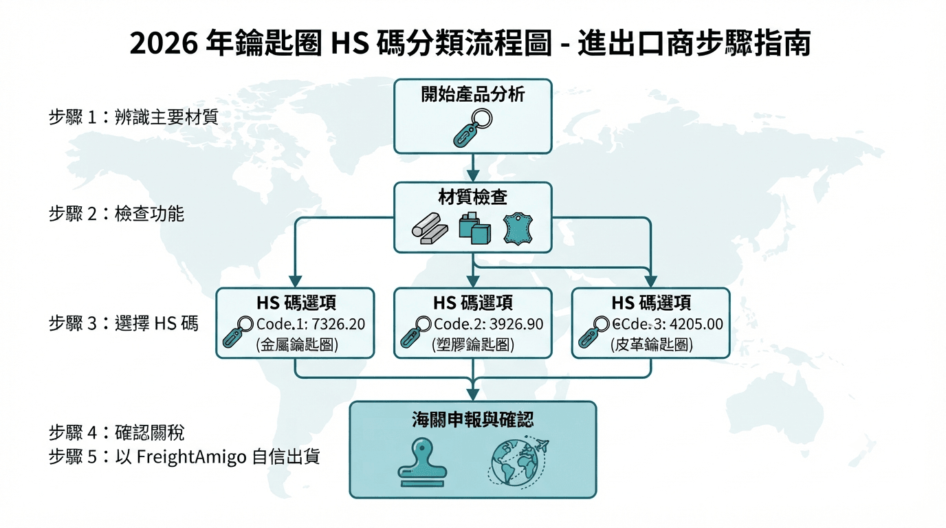 鑰匙圈 HS 編碼分類流程圖