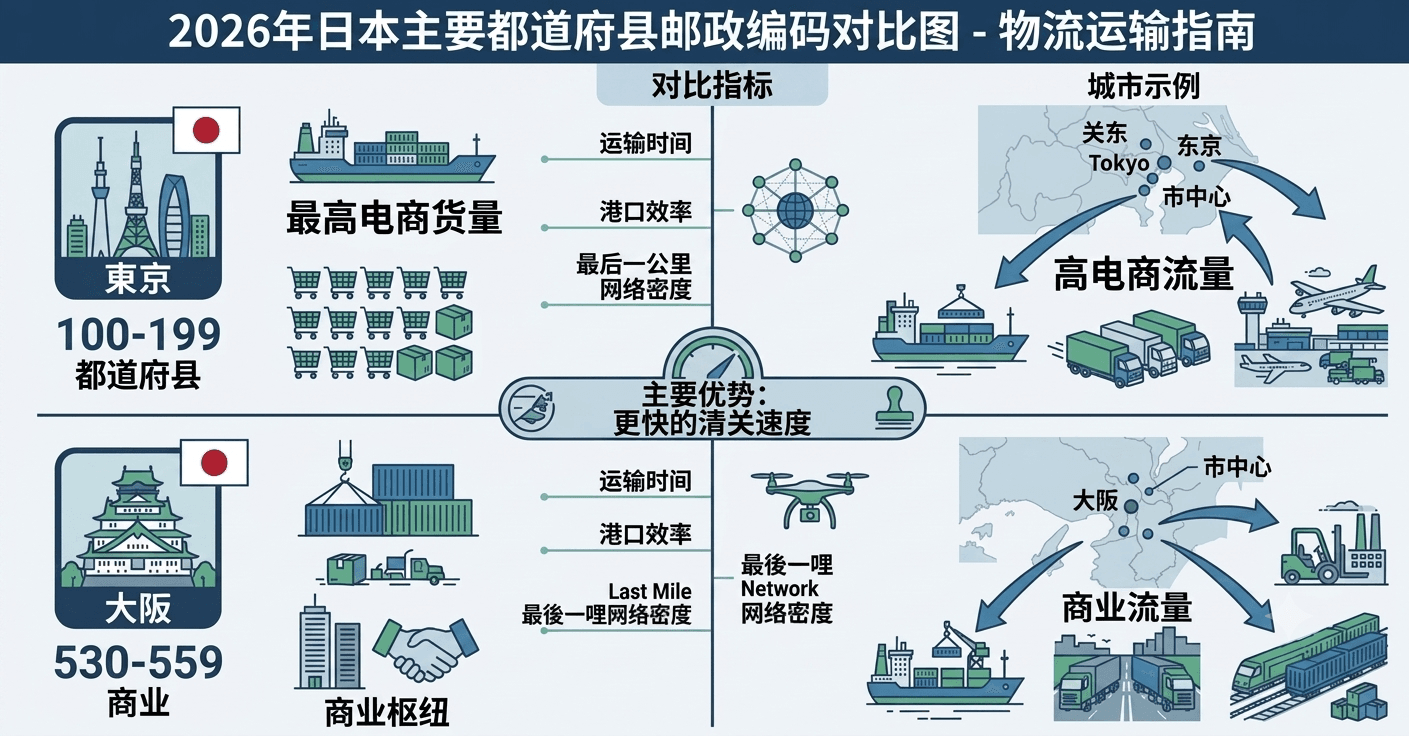 日本邮政区号物流示意图