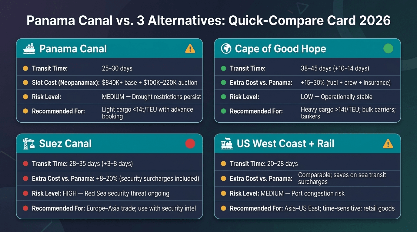 Quick-Compare Matrix Panama Canal vs. 3 Global Shipping Alternatives (2026).png