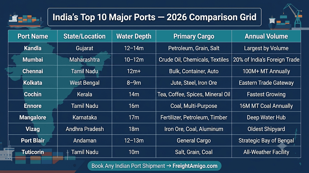 India's Top 10 Major Ports