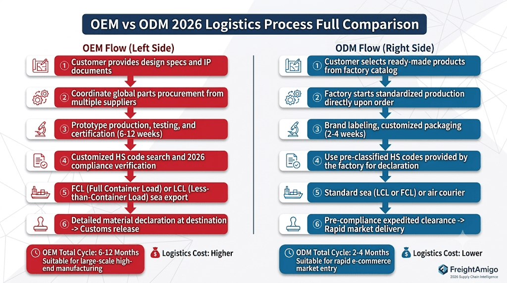 OEM vs ODM 2026 Logistics Process Comparison