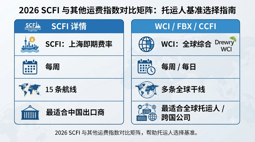 2026年 SCFI与其他运费指数对比
