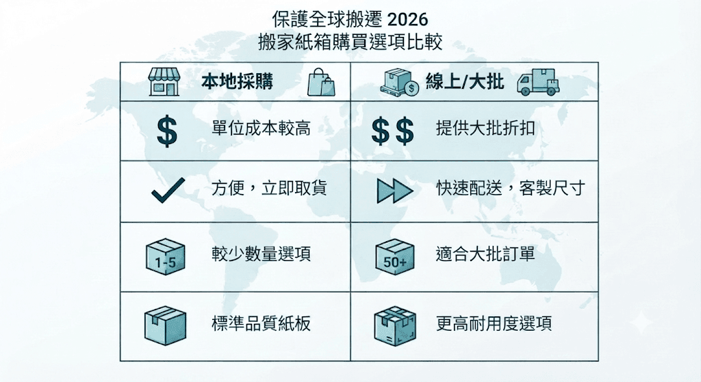 搬家紙箱購買選項比較