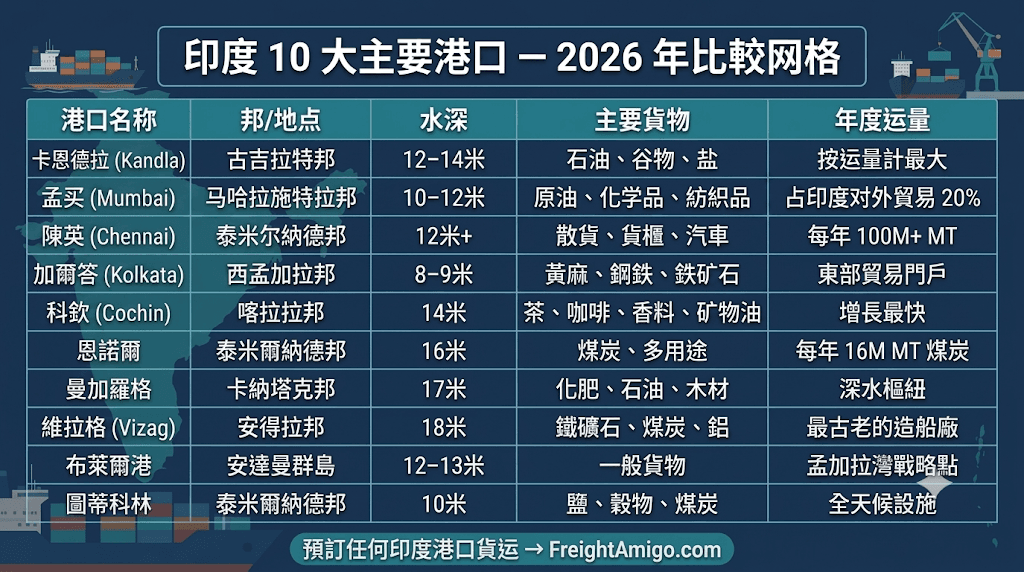 印度10大主要港口