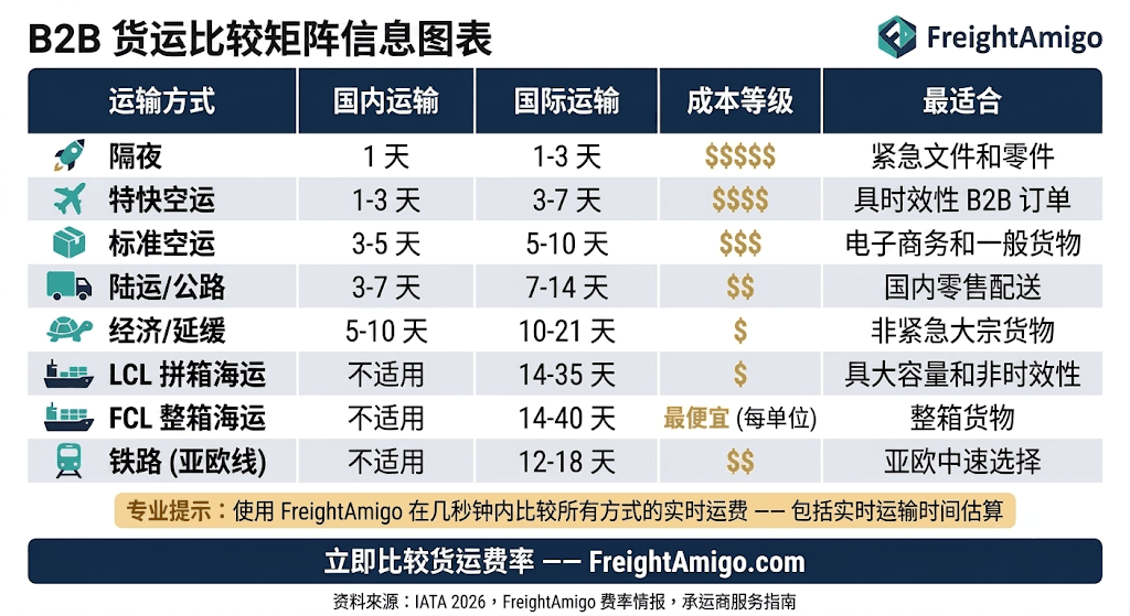 B2B 货运比较资讯图表