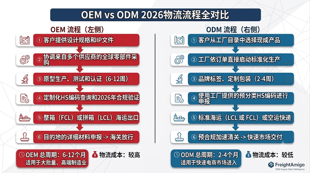 OEM 和 ODM 物流流程比较