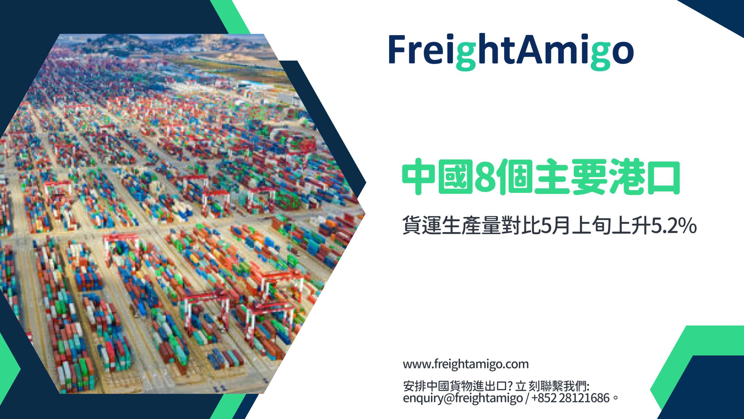 中國8個主要港口的貨運生產量對比5月上旬上升5.2%