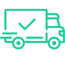 trucking with tick icon, to arrange pick up, set your pickup time and date directly, door to door pickup and delivery, short transit time, pickup and delivery on schedule