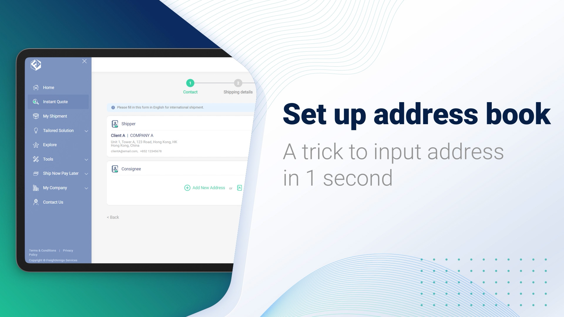 Set up Address Book | FreightAmigo