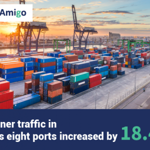 Container traffic in China’s eight ports increased by 18.4%