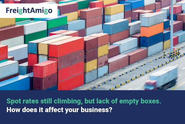 Spot rates still climbing, but lack of empty boxes. How does it affect your business?