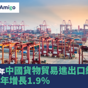 2020年中國貨物貿易進出口總額較去年增長1.9%