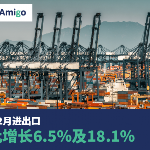 中国12月进出口同比增长6.5%及18.1%