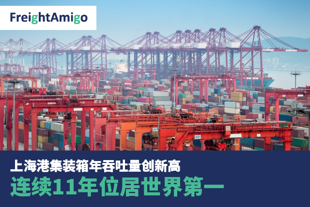 上海港集装箱年吞吐量创新高 连续11年位居世界第一