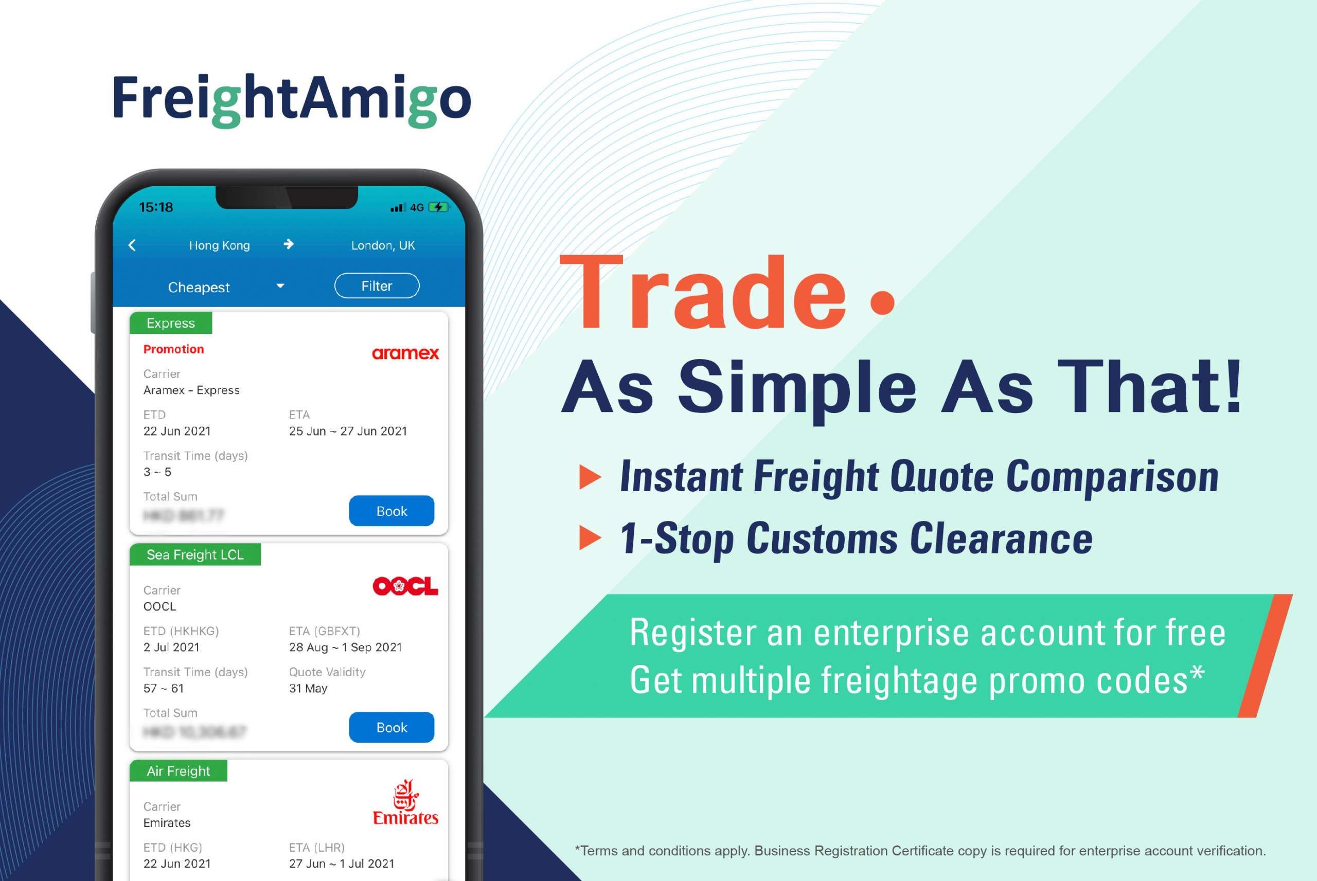 FreightAmigo - SME promotion - Instant freight quote comparison - customs clearance
